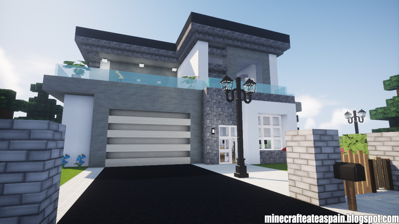 Casa Moderna en Minecraft con jardín, por Minecrafteate.